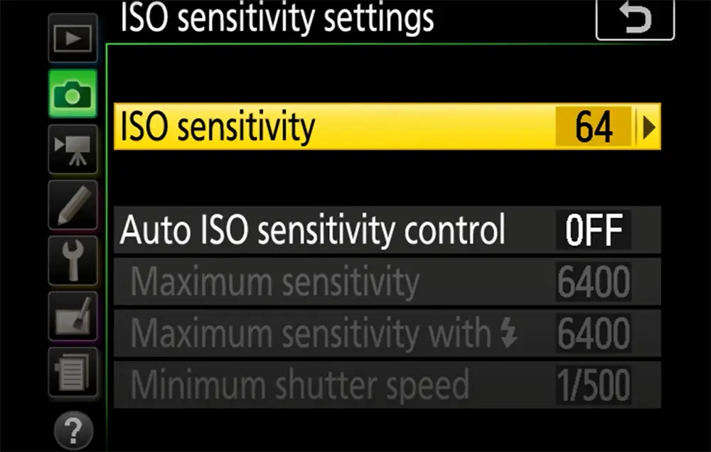 Setting auto ISO’s minimum limit